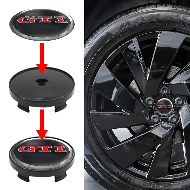 4PCS 60MM Car Wheel Center Hub Caps Tire Rim Covers Auto Accessories For Volkswagen VW GTI R Golf Polo Tiguan Passat