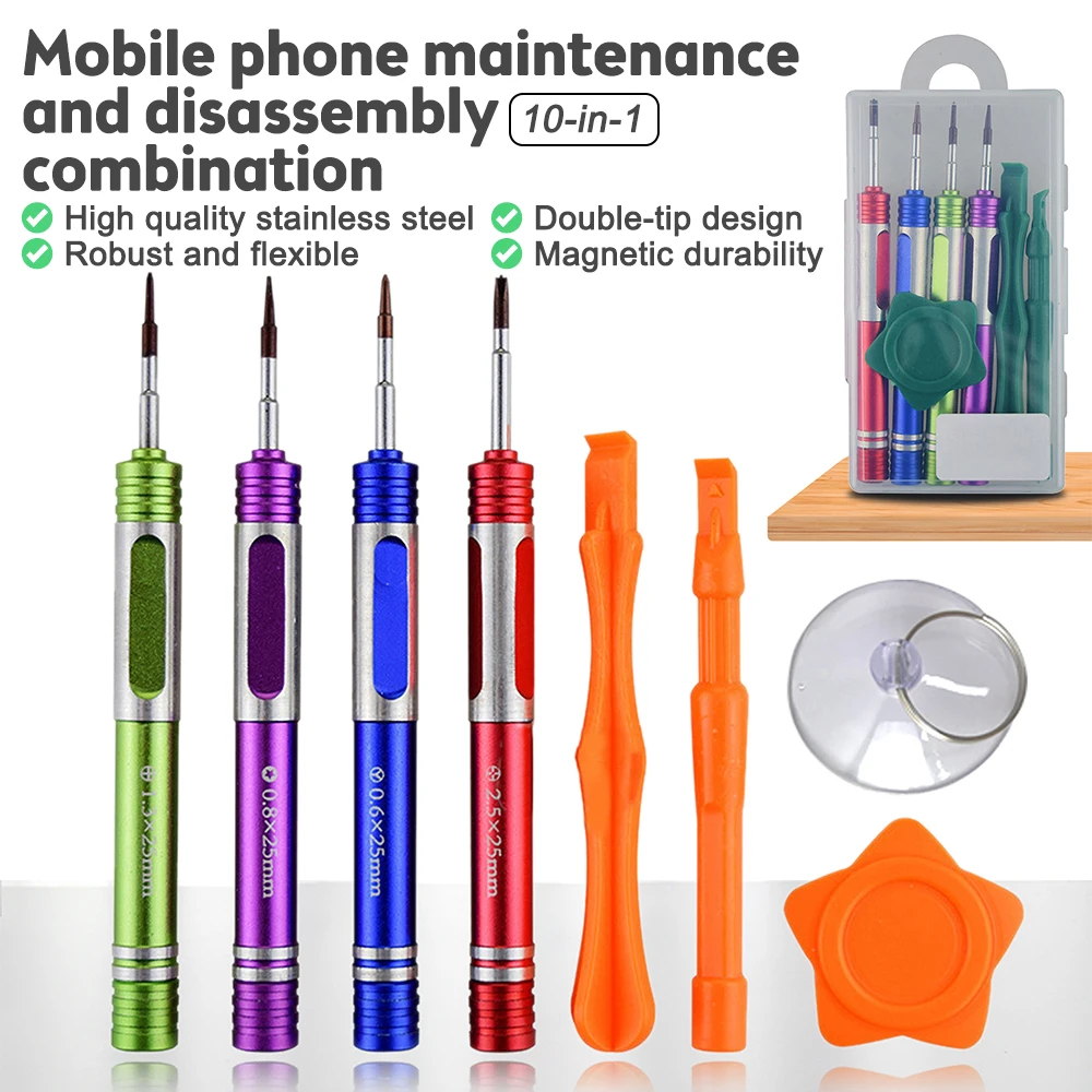 10 In 1 Mini Screwdriver Screw Driver for Phone DIY Mobile Phone Disassembly Repair Mobile Tools Kit for Iphone/Xiaomi/Huawei