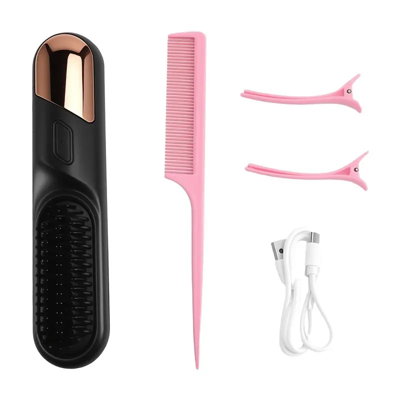 

B64B-Cordless Straightener Hair Straightener Brush Fast Heated Wireless Hot Comb Multifunctional