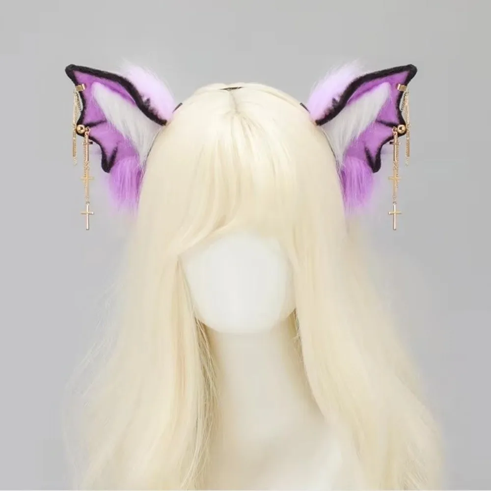 Cute Bat Beast Ears Headband Animal Faux Furs Gothic Headband Reusable Furry Lolita Ears Headwear Carnival