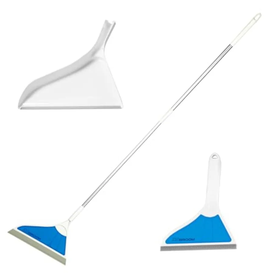 

3 Piece Kit All Surface Sweeper and Squeegee for Wet and Dry Cleaning Dust Dirt Liquids Pet Hair Tile Hardwood Floors Carpet Fu