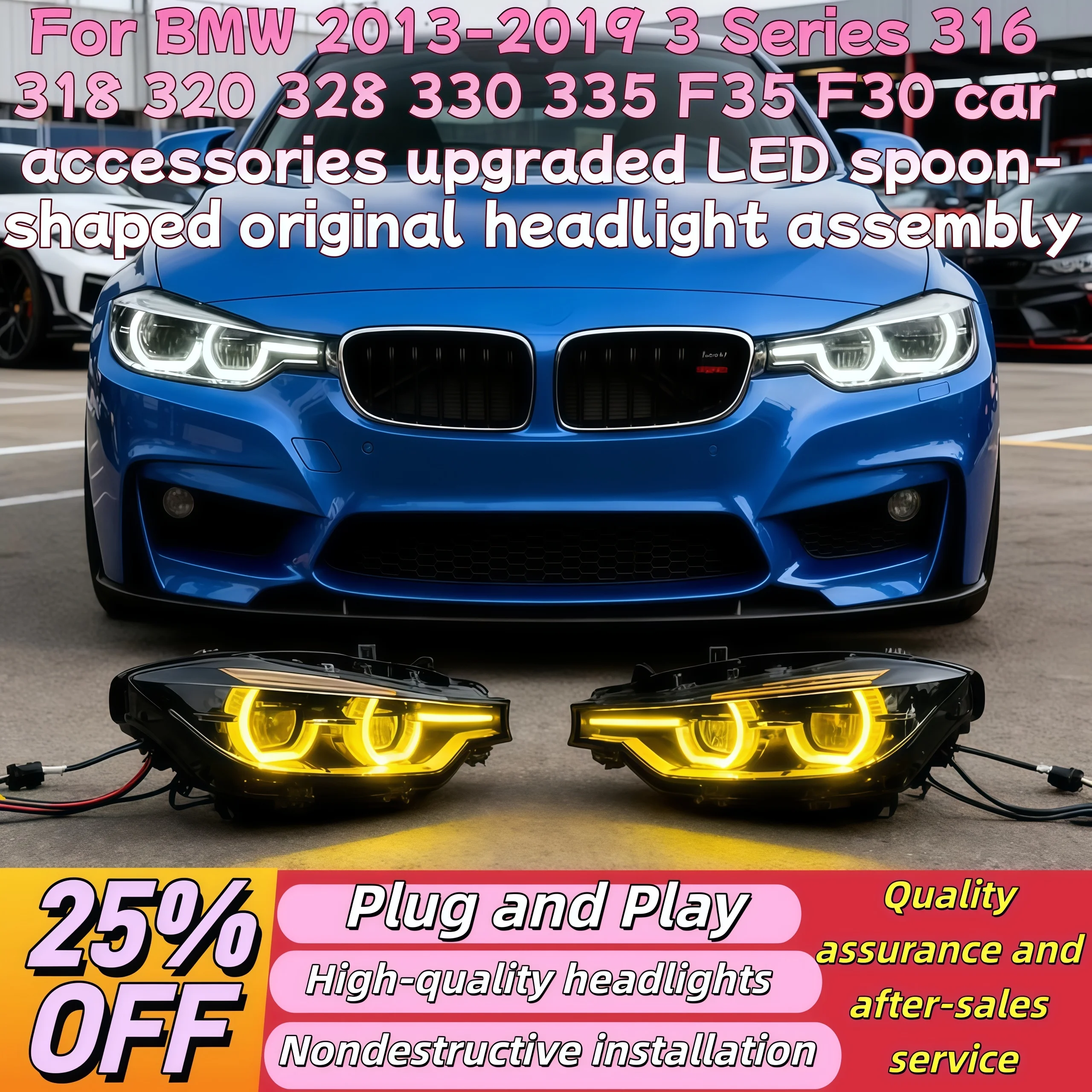 

For BMW 2013-2019 3 Series 316 318 320 328 330 335 F35 F30 car accessories upgraded LED spoon-shaped original headlight assembly