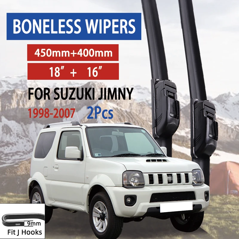 For Suzuki Jimny  1998-2007 Car Windshield Wiper U-type Soft Rubber Frameless Bracketless Car Wipers 18