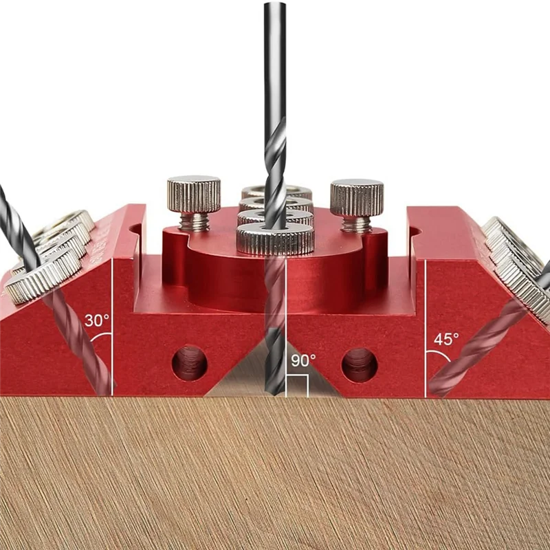 AA89-30 45 90 Degree Angle Drill Guide Jig Drill Block For Straight Angled Holes With Detachable Drill Positioning Bar Red 1 Pcs