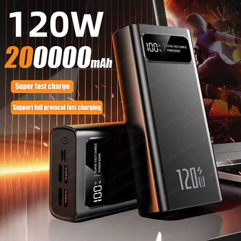 200000 mAh Güç Bankası 120 W Süper Hızlı Şarj Pil Yüksek Kapasiteli Dijital Ekran Güç Bankası Iphone Samsung Xiaomi Huawei Için