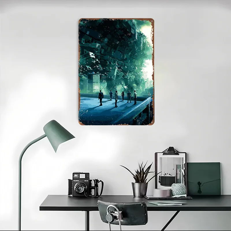 ملصق معدني من Inception، علامات القصدير، أشياء فنية جدارية لتصميم الغرفة، علامة معدنية مخصصة لتزيين المنزل، ملصقات على الحائط