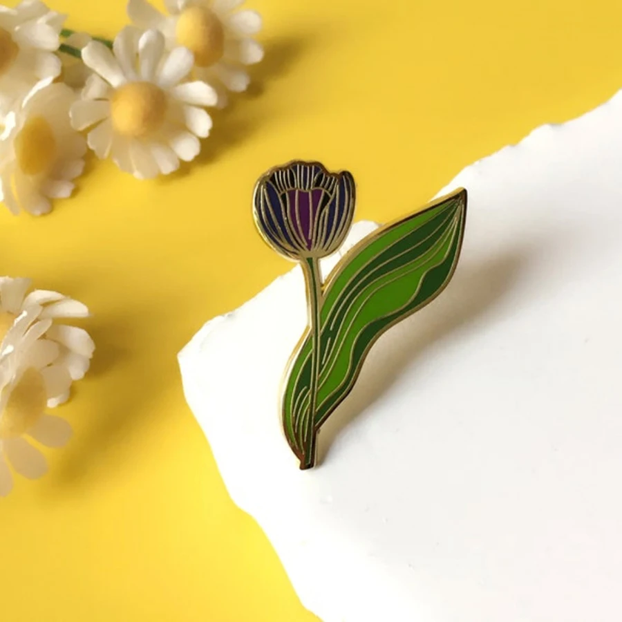 Tulip Enamel Pin Flower Badge Floral Brooch For Jewelry Acc…