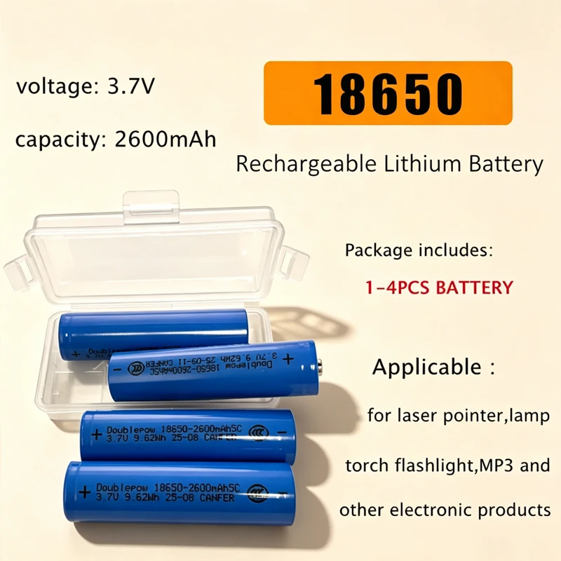 18650 Battery 3.7V 2600mah ICR Rechargeable Lithium Battery Li-lon Li-po Battery for Headlamp Mini Fan Laser Pointer Flashlight