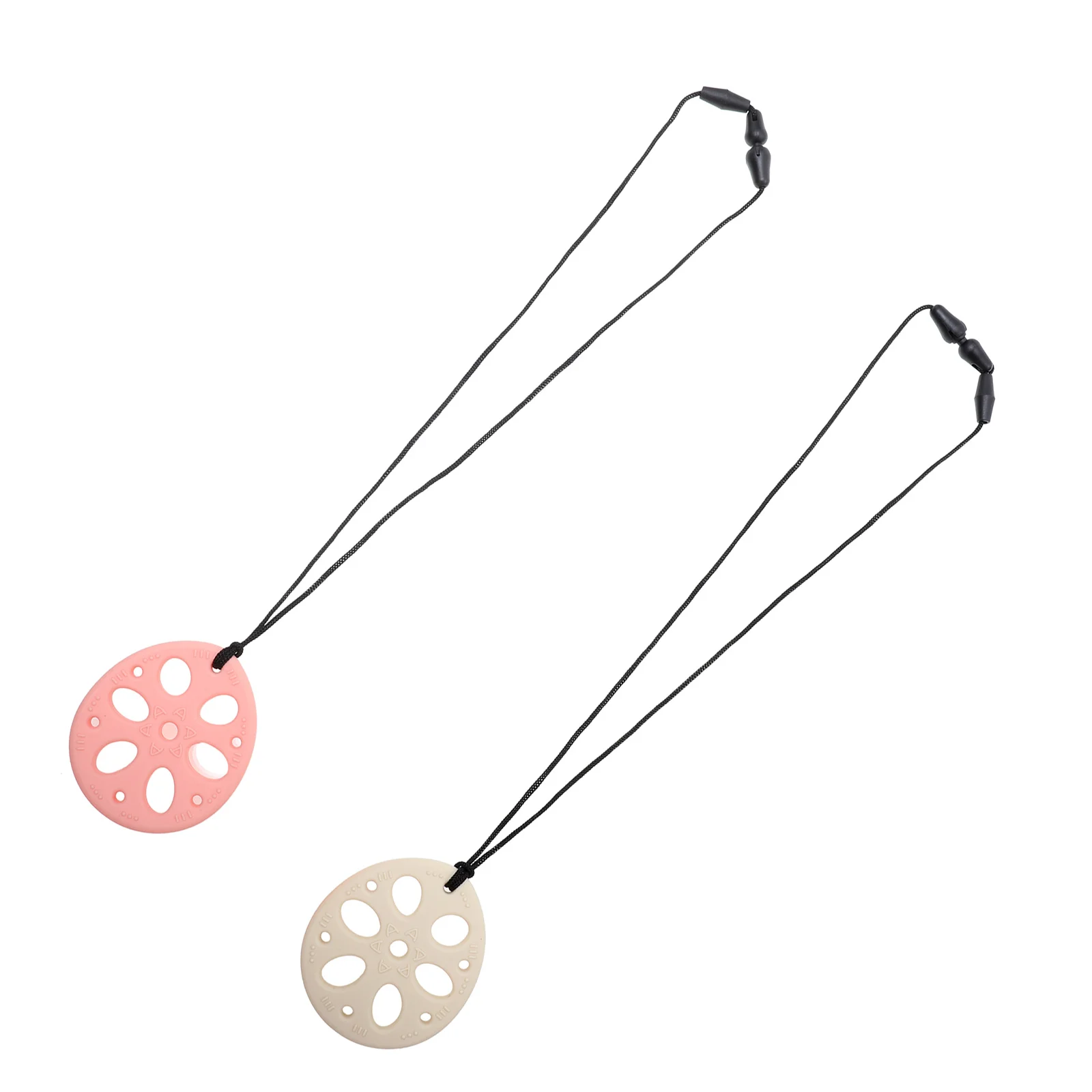 

2Pcs Baby Teether Chewy Necklace Soft Flexible Silicone Molar Pendant Anti-Drop Soothing Teeth Grinding Infant Chewing