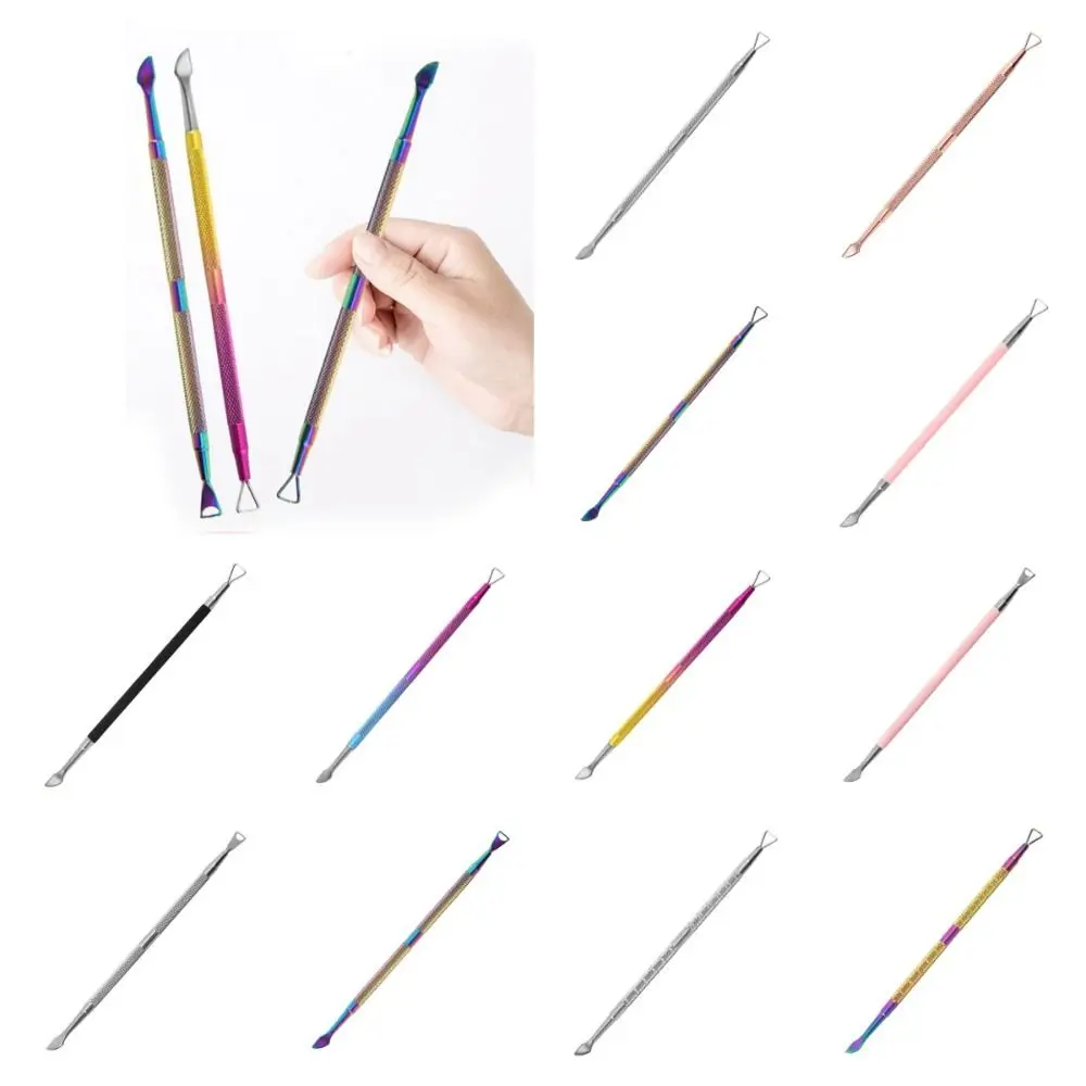 Double-Ended Cuticle Pusher Dead Skin Remover Exfoliating Skin Steel Push Remove Nail Polish Glue Exfoliation Nail Art Tool