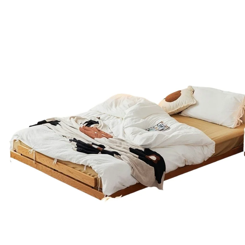 Solid wood tatami flat edge bed tatami