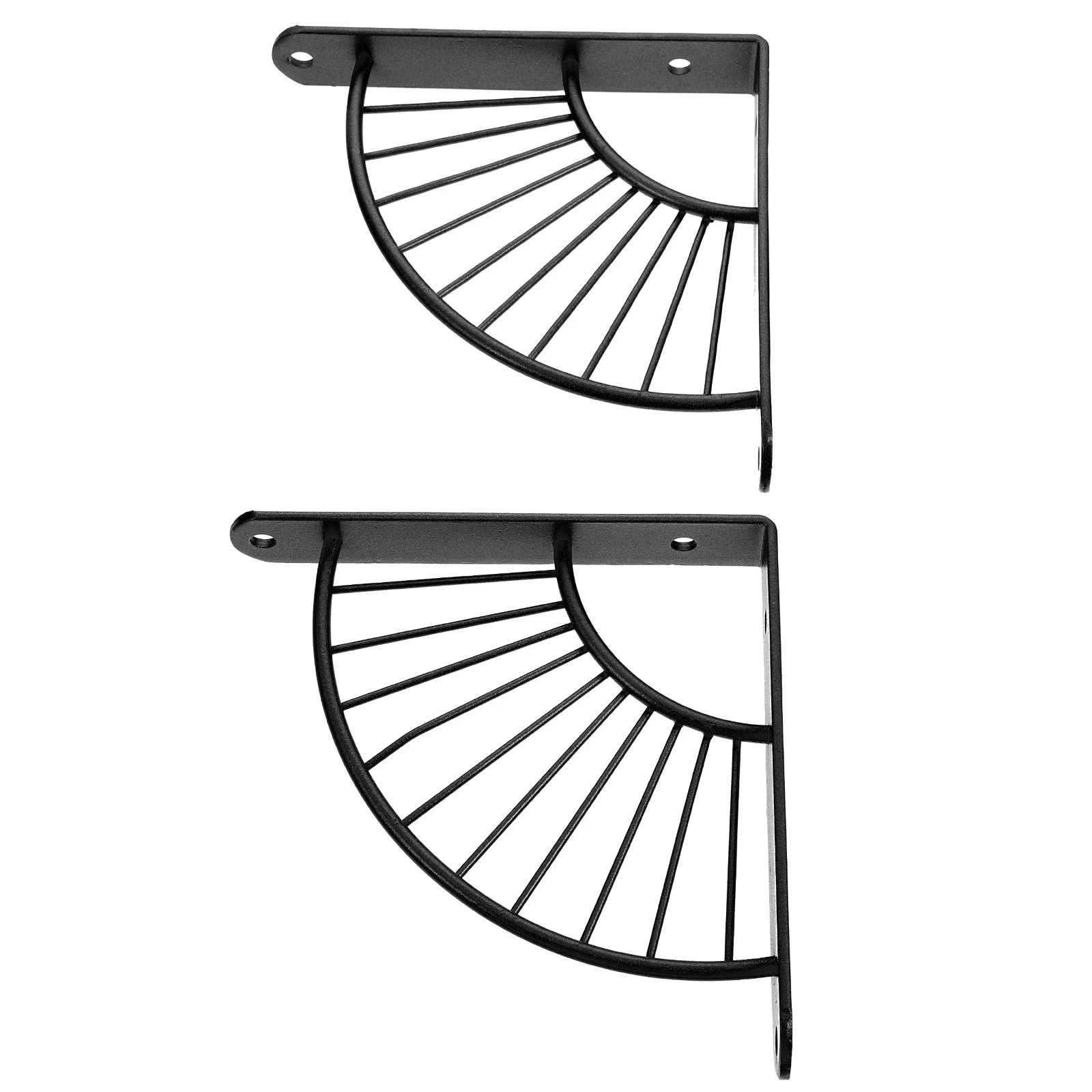 

2Pcs Iron Wall Shelf Support Bracket Fan Shaped Rack Support Frame for Floating Shelves Bathroom Kitchen Bedroom Wall