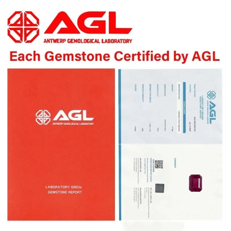 Lab Grown Ruby Loose Stone Emerald Cut Pigeon Blood Red/Rubellite/Red Charms Beads for Jewelry Making Selectable AGL Certificate