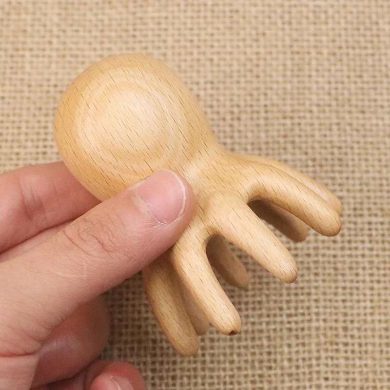 Sandalwood Octopus Massage Comb Head Meridian Scraping Scalp Massage Brush Acupuncture SPA Gua Sha Massage Comb Fatigue Relief view 4