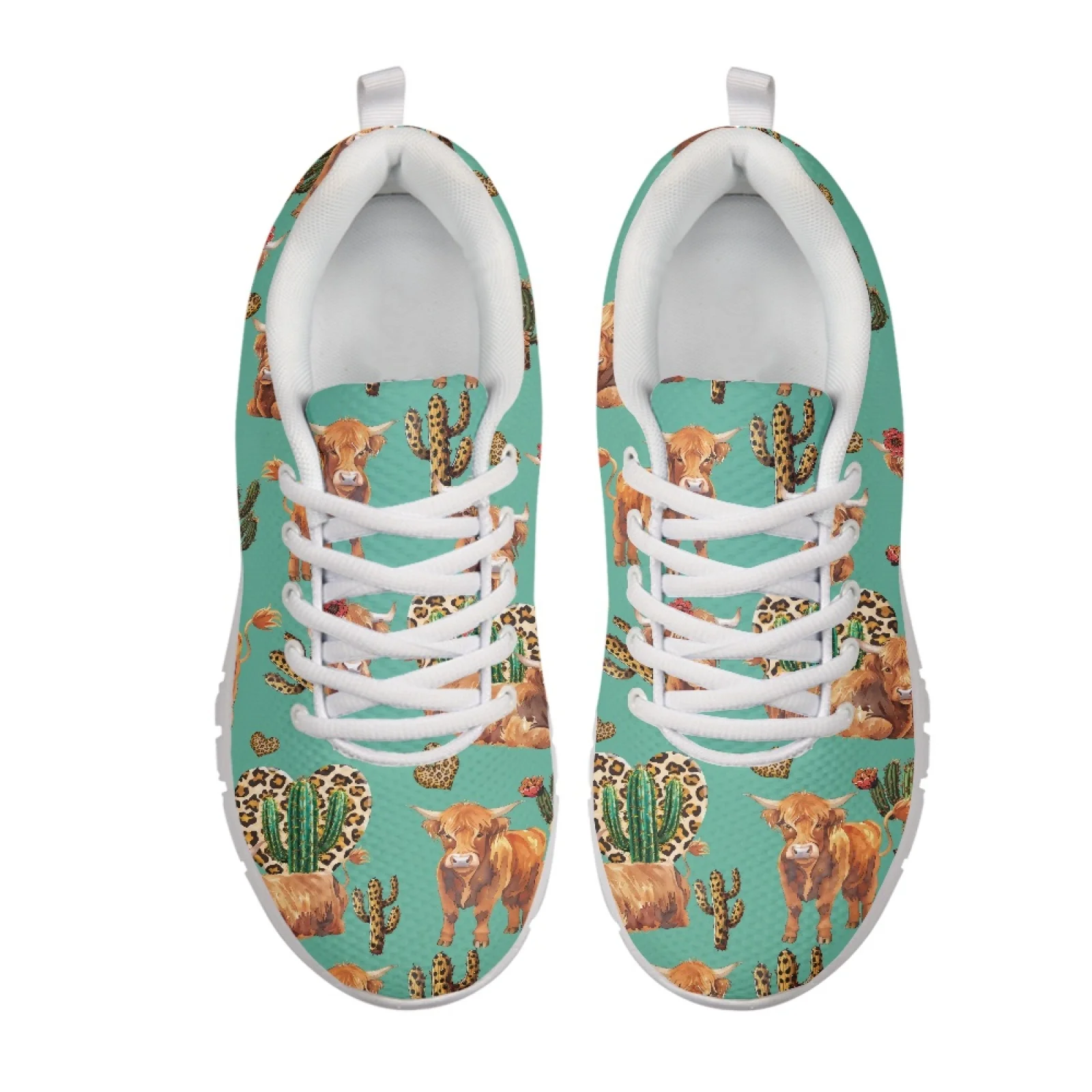 Coloranimal Highland Cow Cactus Walking Shoes Mesh & EVA Sole Work Shoe Casual Fitness Footwear for Men