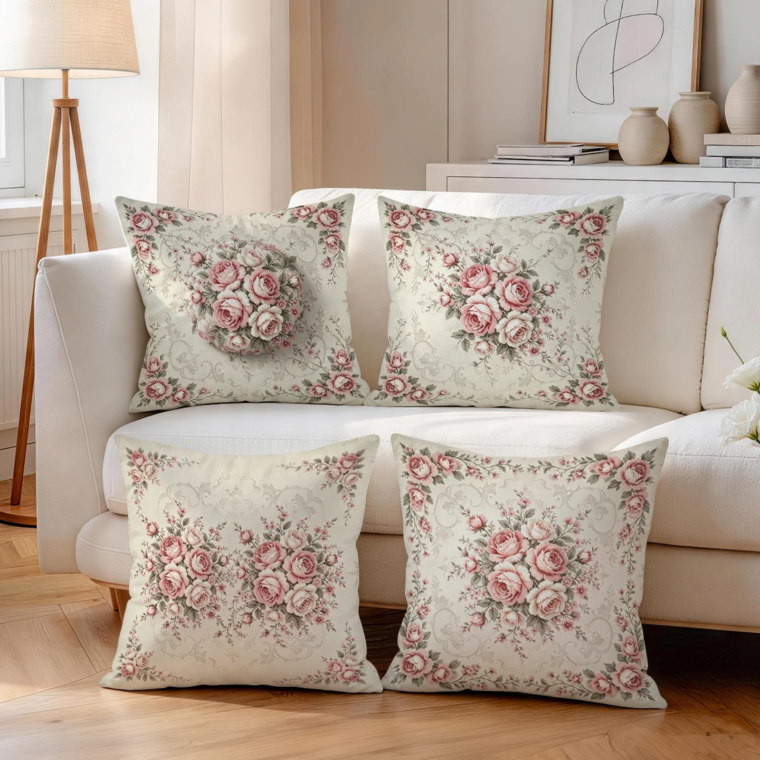 Rural Retro Rose Pillowcase Printed Polyester 40/45/50cm Throw Pillowcover Decorative Sofa Cushion Pillowslip Home Decor