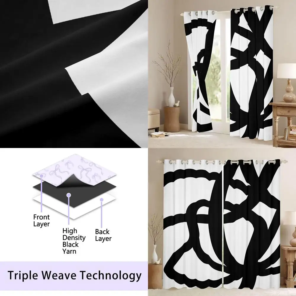 

Geometric Blackout Curtains for Bedrooms and Living Rooms - 2 Panels, 52x90 Inch, Abstract Art, Modern Window Treatments