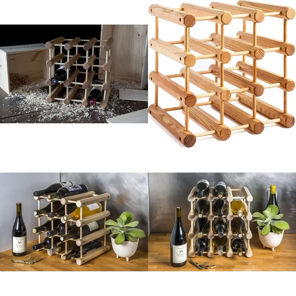 

Штабелируемая полка для вина из натурального дерева на 12 бутылок с отделкой из ясеня