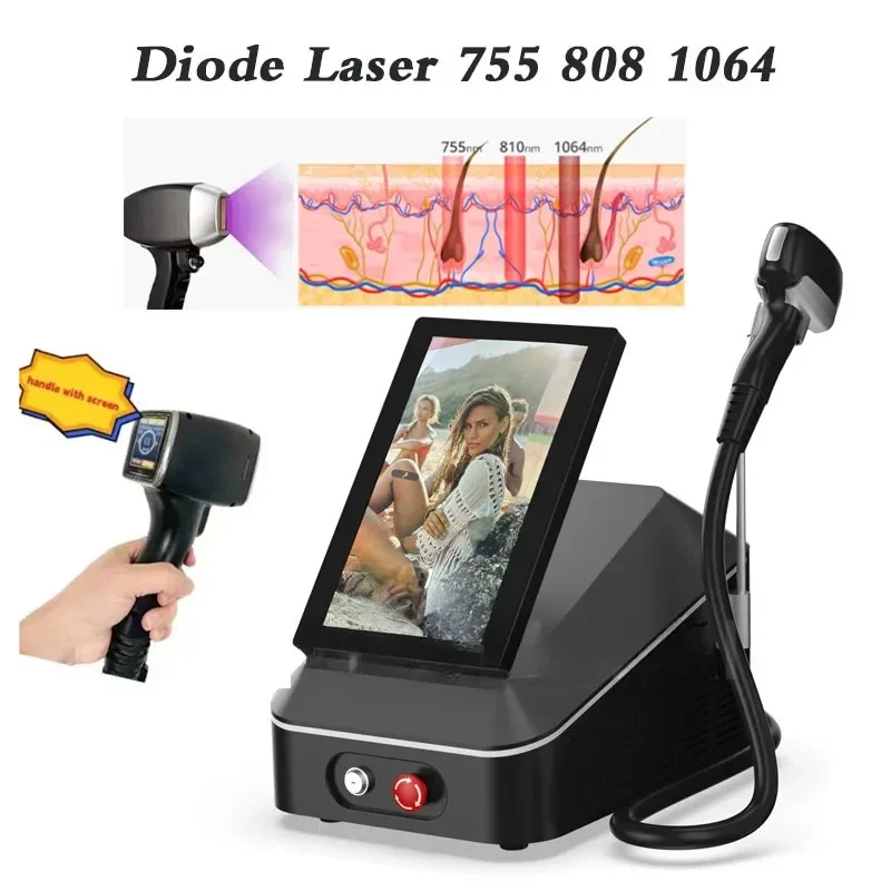 Mesin Penghilang Bulu Laser Dioda 755 808 1064 نانومتر مع بانج بانج جيلومبانج غاندا، الرأس البندينجين، Pencabut Bulu Laser Tanpa Ras