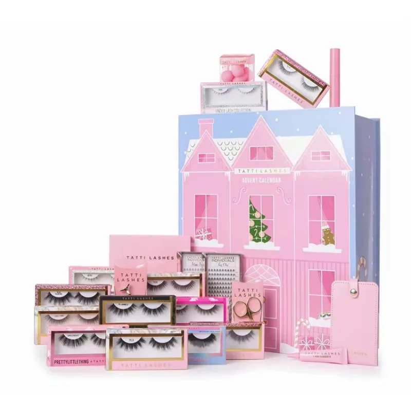 Customization.Custom Retail Diy Glitrer Empty Christmas Make up Eyelash Beauty Packaging Advent Calendar 30 Days