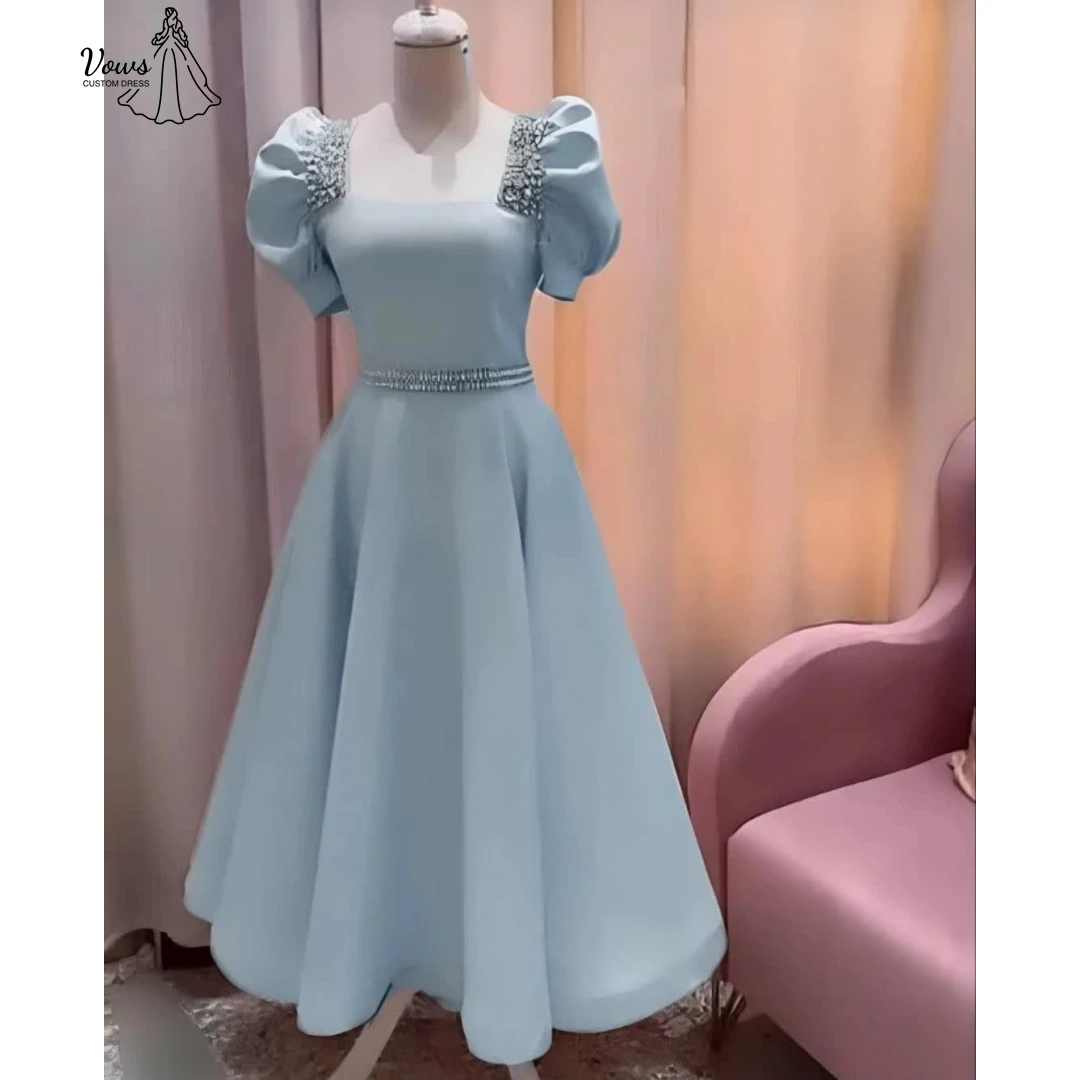 

Vows Luxurious Women's Evening Dresses Woman Elegant Party Dresses 2025 Custom Made A Word Square Collar Puff Sleeves Gala Dress