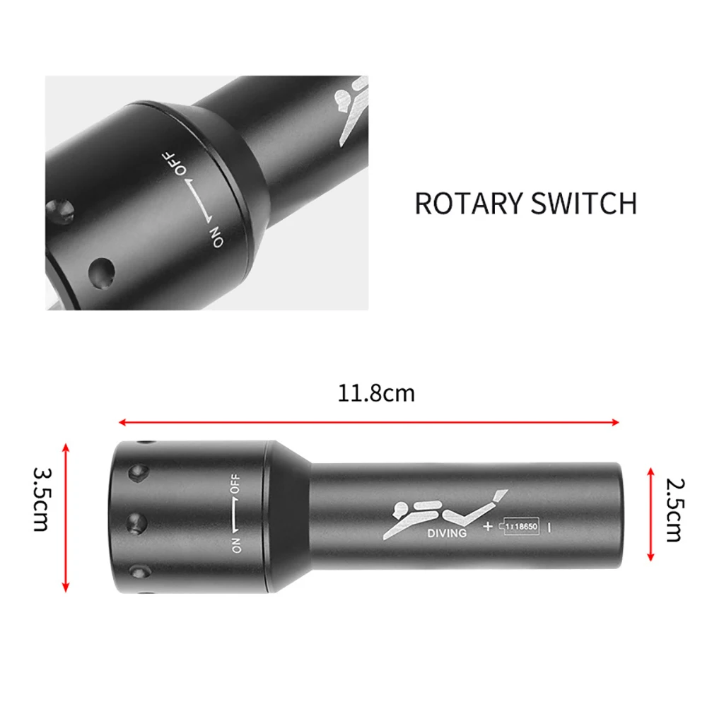 Imagem -02 - Lanterna de Mergulho Profissional Mais Poderosa Tocha de Mergulho Subaquática Ipx8 Impermeável Luz de Mergulho Bateria 18650 99000lm 500m