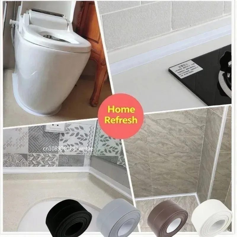 Ruban d'étanchéité en PVC étanche facile à appliquer – Bande de calfeutrage transparente et anti-moisissure pour éviers de cuisine et de salle de bains, toilettes et baignoires