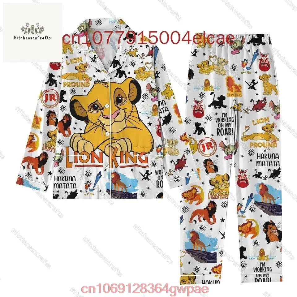 The Lion King Simba Pajama Set Disney Christmas Casual Men\'s and Women\'s Long Sleeve Shirt Pajama Set