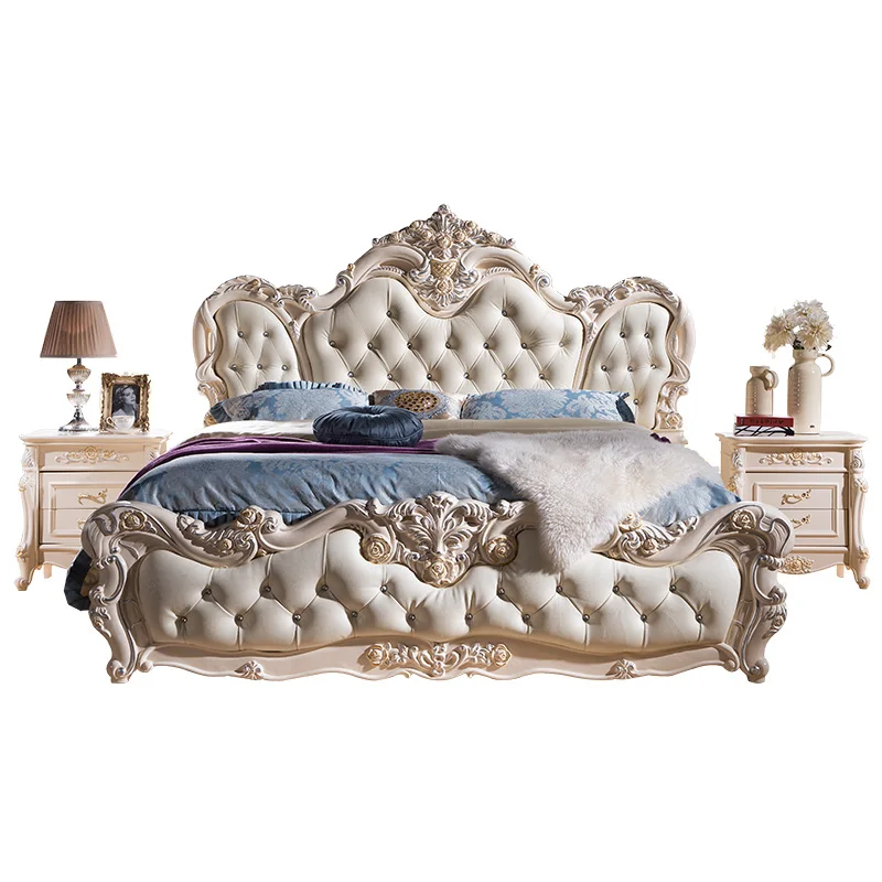 

European style bed, double master bedroom, 2 meters, 2.2 meters, luxury bed, leather luxury wedding bed