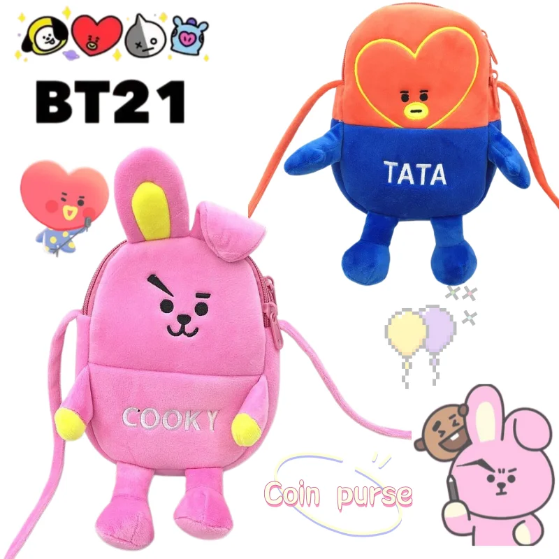 

BT21 Coin Purse koya and shooky Cartoon and Cute High-Appearance Large Capacity Girlish Portable Student Zipper Crossbody Bag
