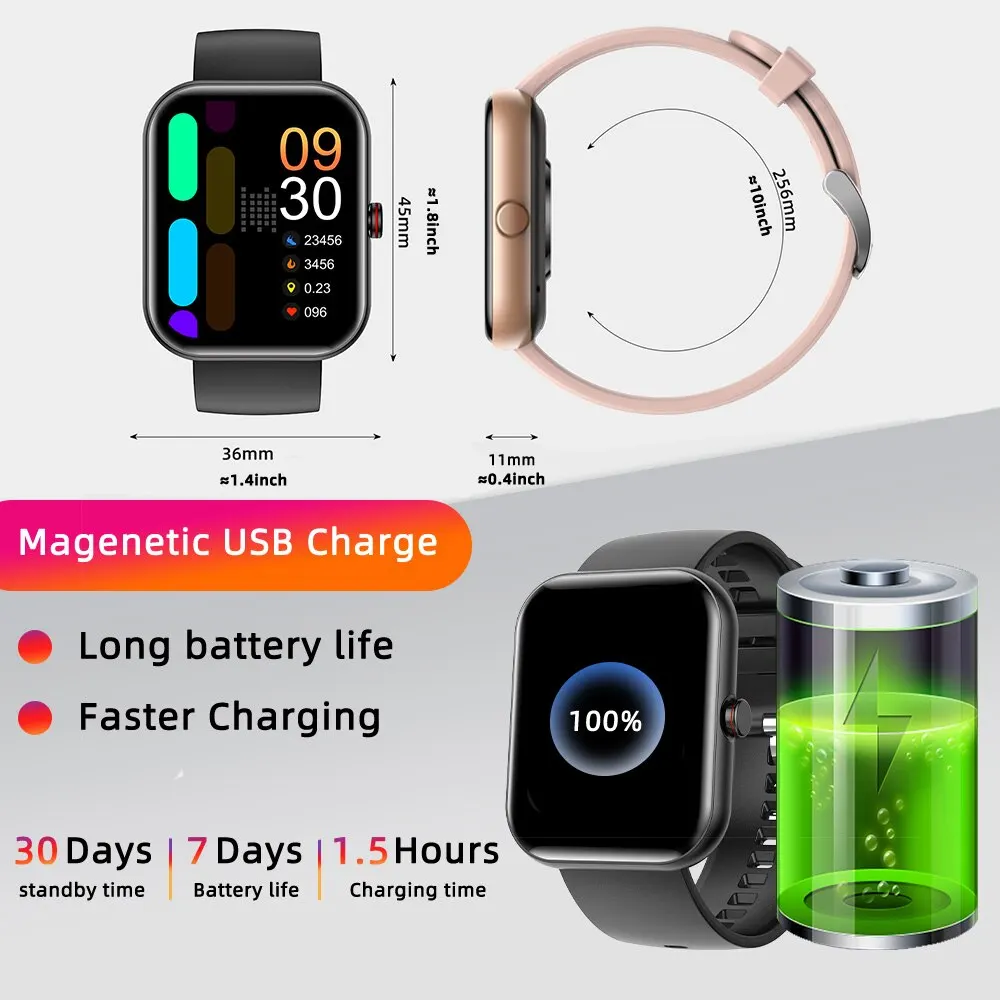 SENBONO Bluetooth Call Smart Watch Mannen Vrouwen Gezondheidsport Monitoring Bloeddruk Zuurstof Smart Voice Assistant Smartwatch Mannen