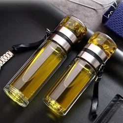 High borosilicate glass tea separator cups Transparent Insulation Tea cups heatresistant Double-Layer Portable Water Cup Infuser