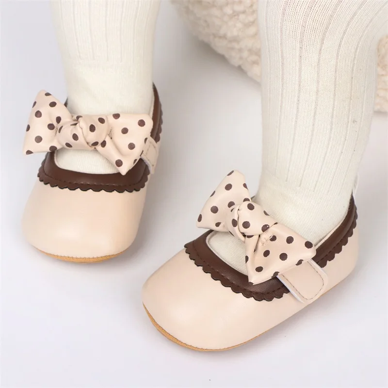 EWODOS Baby Casual Shoes Baby Girl Mary Jane Flats 3D Bow Non-slip Soft Sole Walking Shoes Cute Princess Shoes for Spring Fall