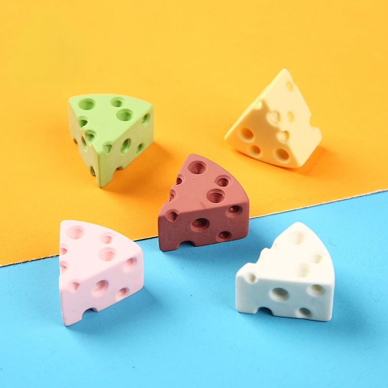 10pcs 3D Mini Colorful Resin Cheese Phone Case Jewelry Diy Accessories Mini Figurines Dollhouse Miniatures Sculptures Decoration