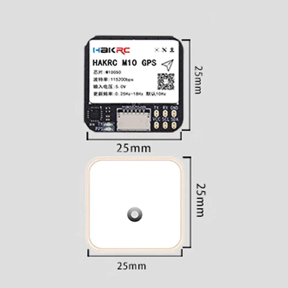 Módulo GPS HAKRC M10 con brújula QMC5883, protocolo dual, entrada de 5V, 25x25mm para avión RC FPV de largo alcance