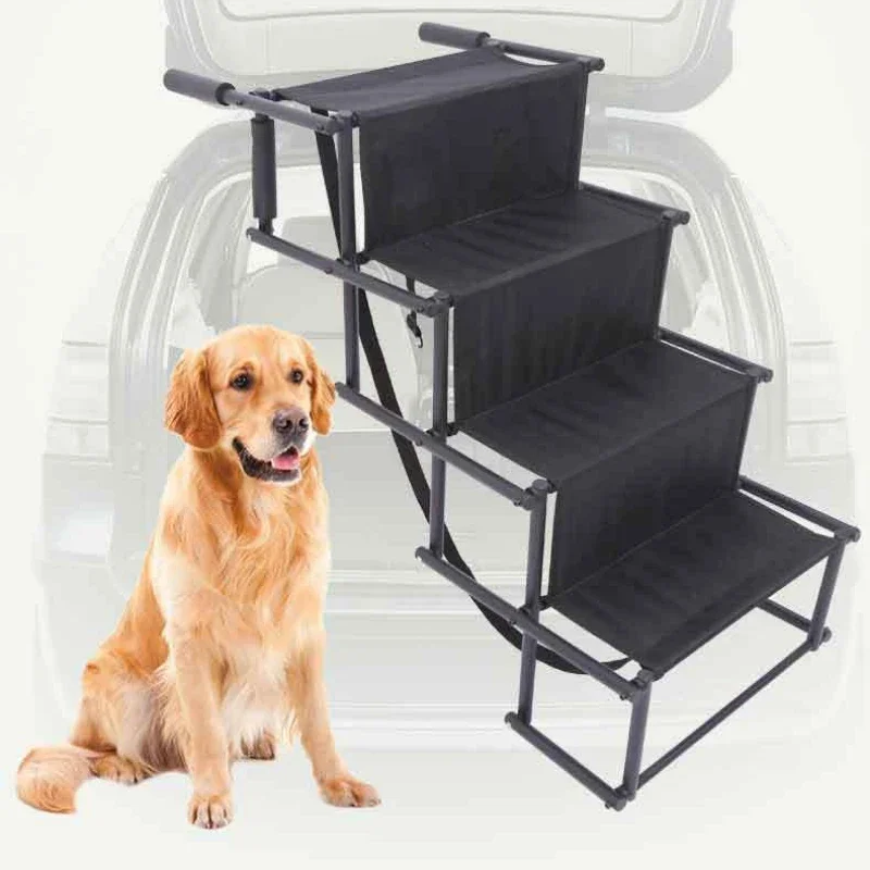 Portable Telescopic Dog Ladder Outdoor Car-Mounted Steel Pipe Ladder for Easy Access Foldable and Durable Pet Ramp