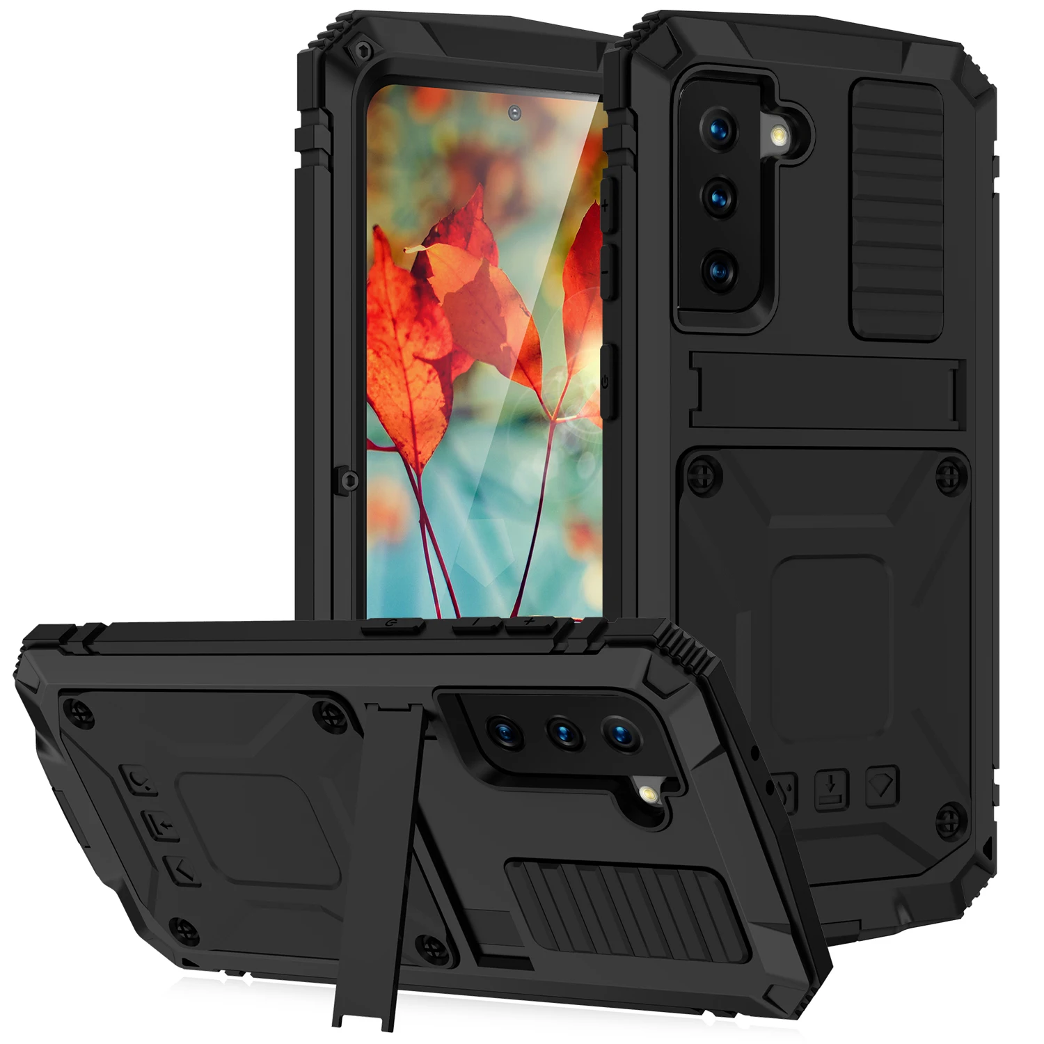 

New Heavy Duty Armor Kickstand For Samsung Galaxy S23 S22 S21 FE S20 Plus Note20 Ultra Shockproof Glass CASE Cover