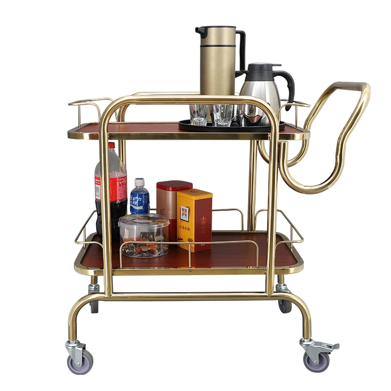 

Hotel dining car tea snack trolley mobile European wine catering table stainless steel wine rack banquet 4s shop