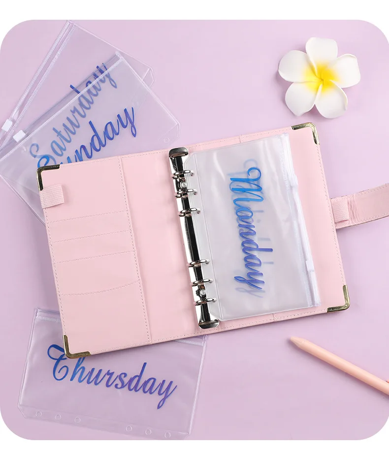 PVC transparent bag A6 Notebook A5 File storage bag Information bag Notepad Name book loose-leaf bag Office stationery