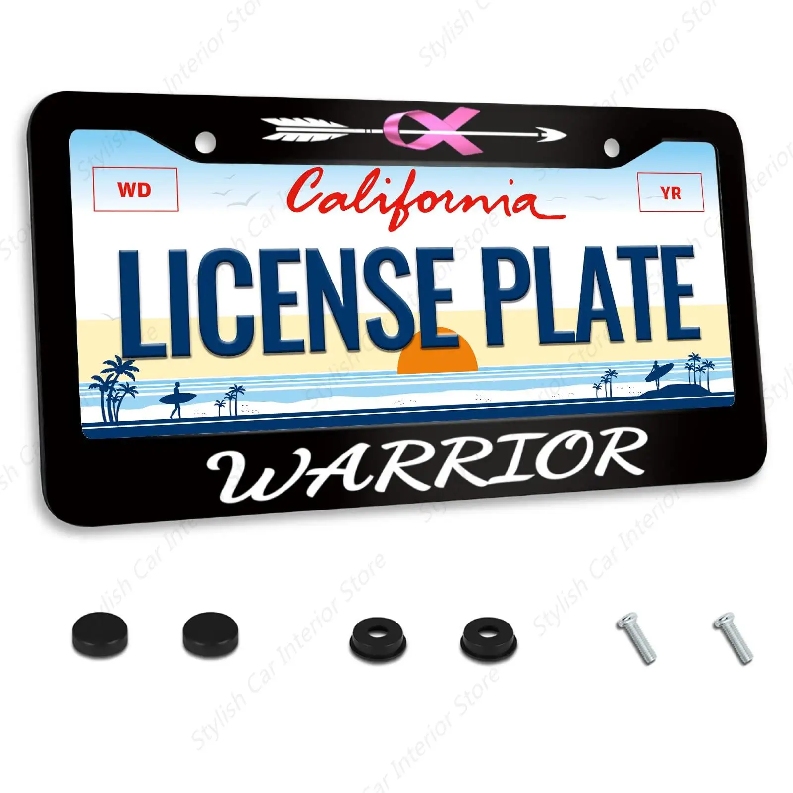 Cancer Awareness License Plate Frame Pink Blue Green Color Novelty License Plate Frame Ribbons License Plate Car Tag