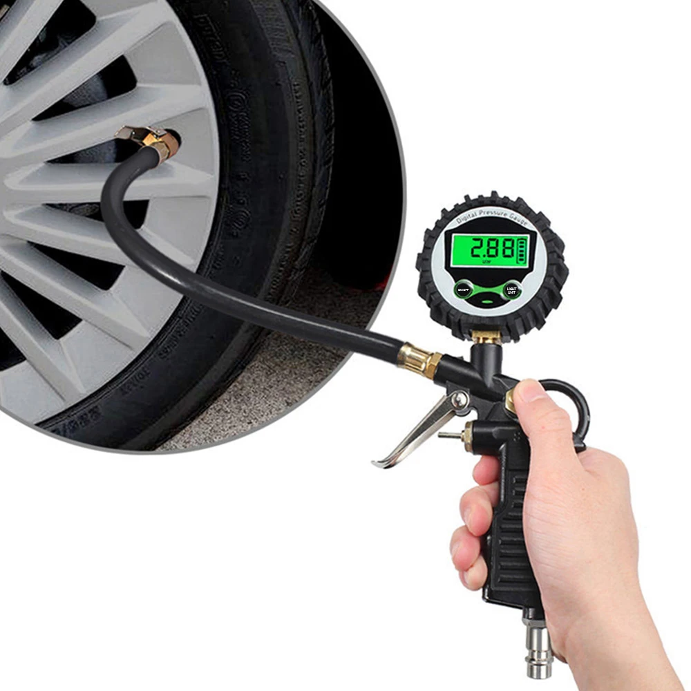YOSOLO Digital LCD Display Car EU Tire Air Pressure Inflator Gauge LED Backlight Vehicle Tester Inflation Monitoring Manometer