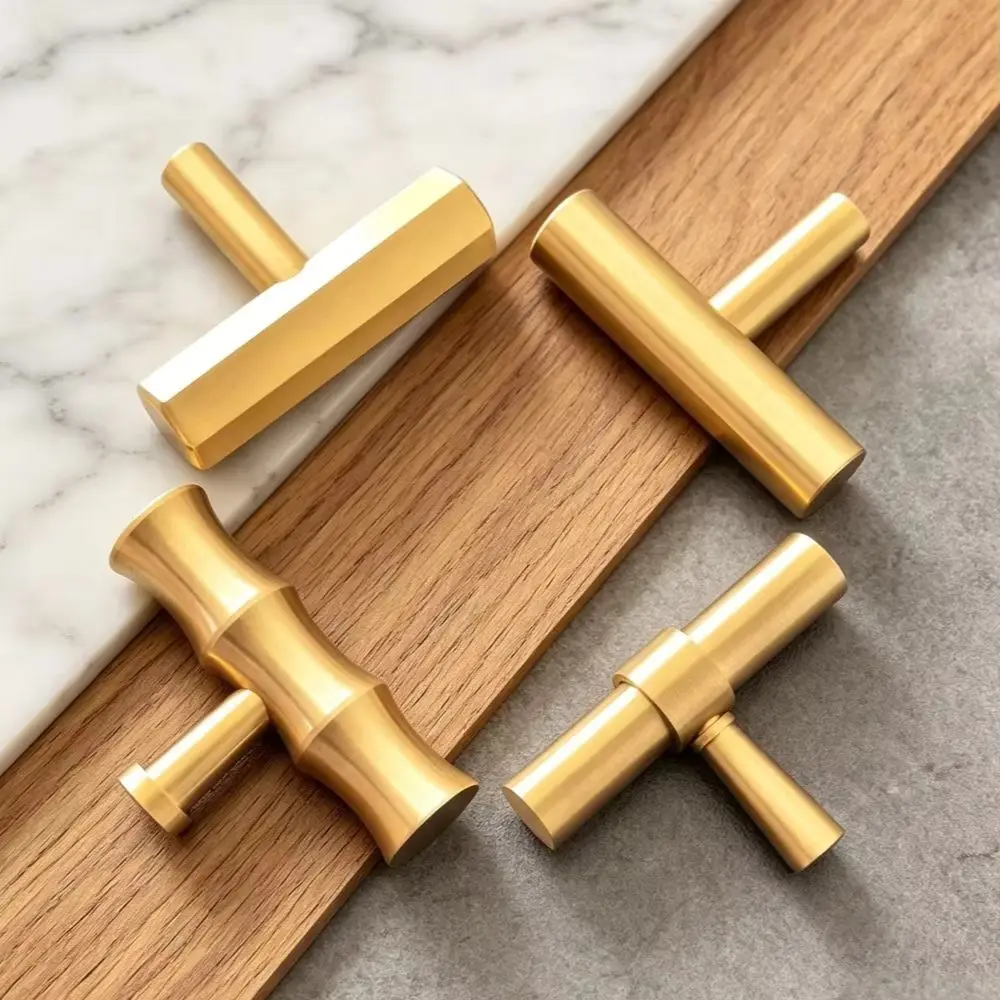 Modern Solid Brass Gold Kitchen Cabinet Pulls Drawer Dresser Knobs Cupboard Door Handles for Furniture Hardware