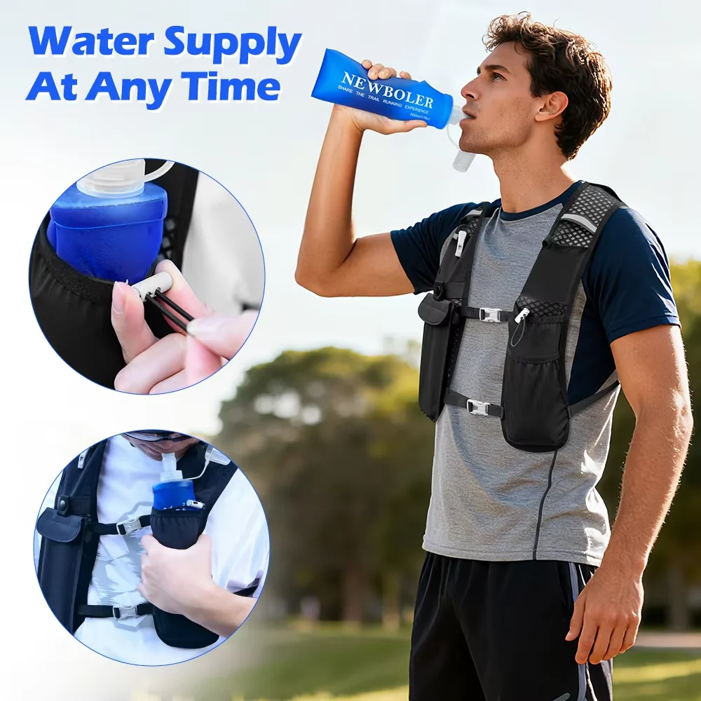 سترة جري NEWBOLER لترطيب خفيف الوزن وجيد التهوية وقابل للتعديل مع جيوب للجري والمشي لمسافات طويلة #3