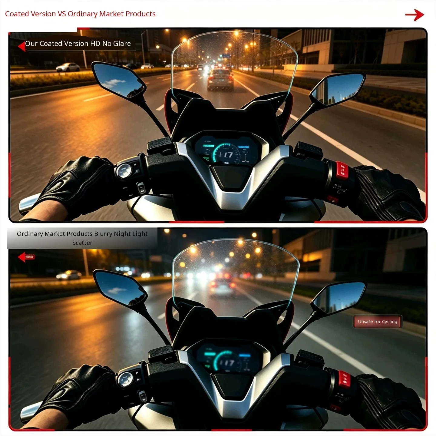 High Quality For ZXMOTO ZX820RR Modified Raised Windshield Racing Front Windshield Lens Wind Screen Durable Motorcycle Upgrade