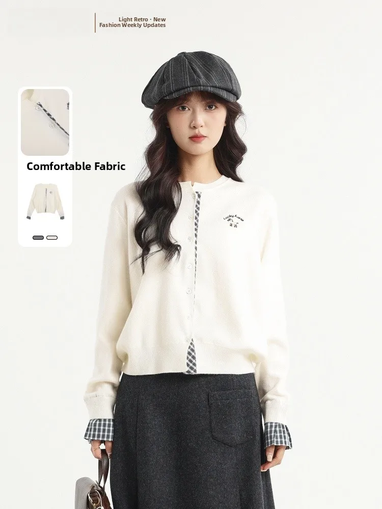 

Faionable Versatile Open Cardigan Sweater Ele Sle Knitted Long Sve round Ne Regular Fit Winter New Arrival for W...