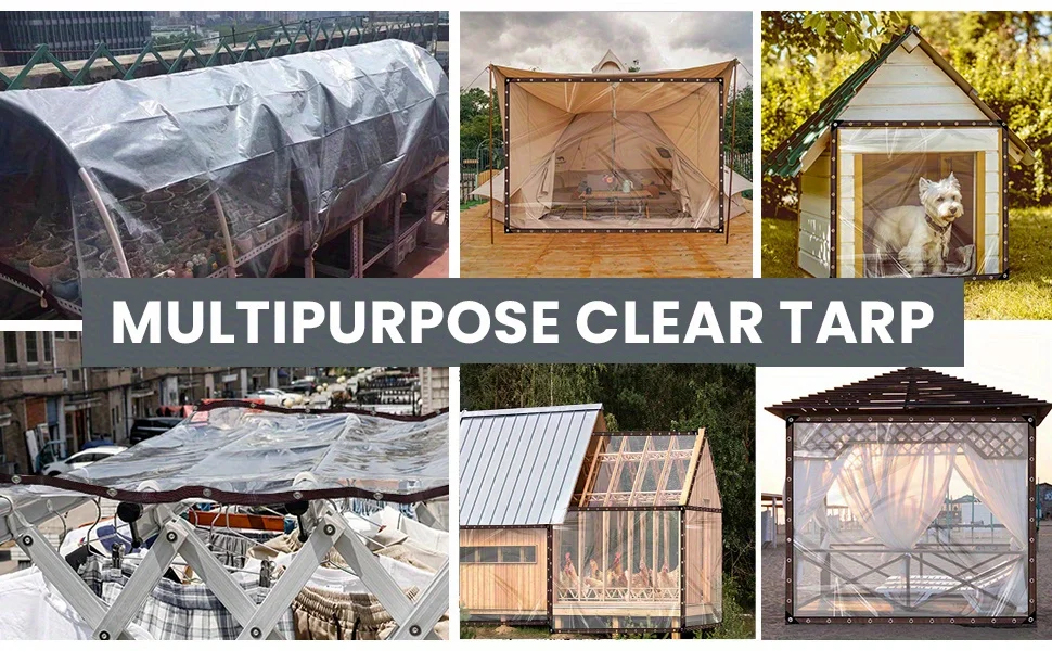 حلقة إغلاق شريط قماش شفافة مقاومة للماء للحماية، مقاومة للمطر بشكل فعال ومناسبة لمظلات الفناء والحديقة C