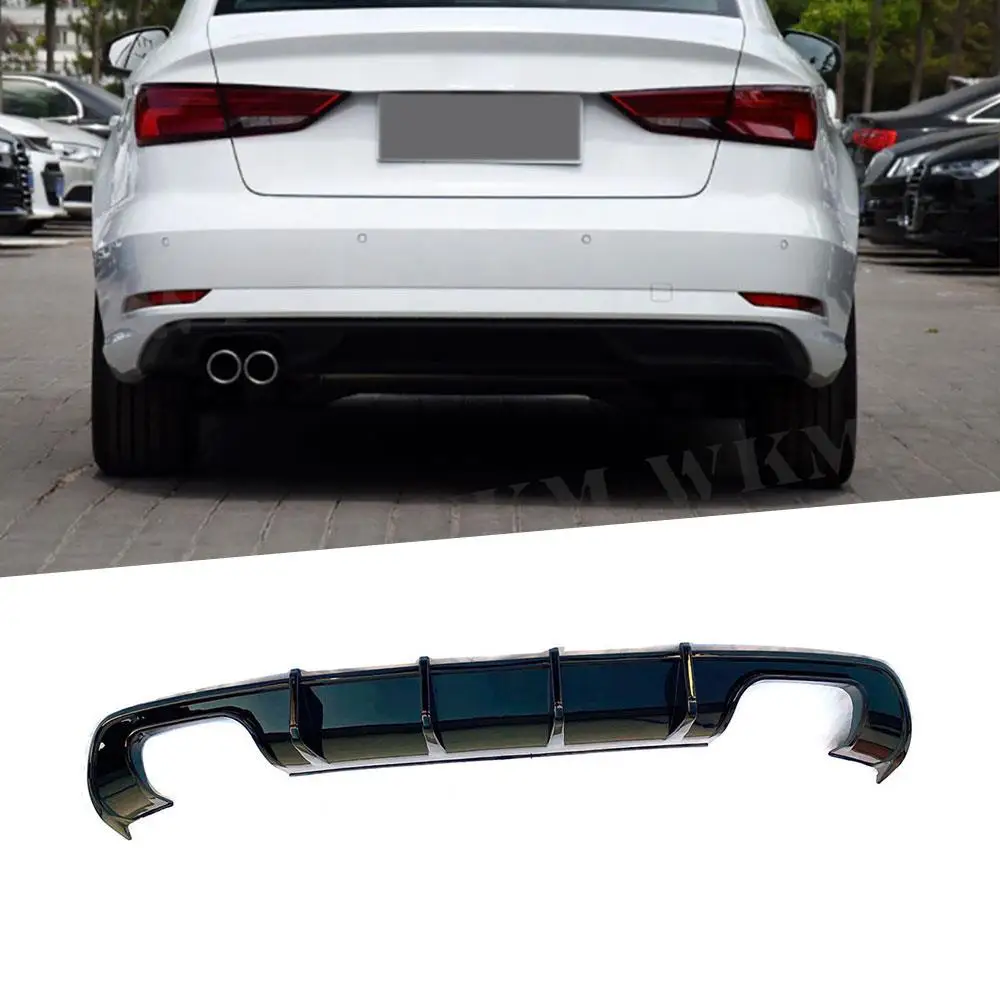 

Carbon Fiber/ABS Rear Diffuser Bumper Lip Splitter Spoiler for Audi A3 Standard Sedan 2017-2021 Bumper Guard Cover Accessories