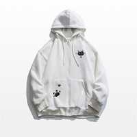 Spring and Autumn Thin New Charm Fashion Trends Versatile Casual Loose Lazy Wind 2025 New Cute Girl Zipper Fun Cat Print