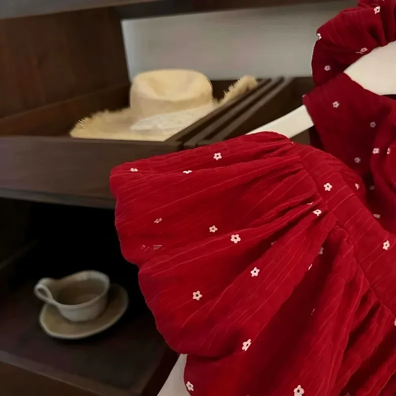 Mädchenkleid (0-10 Jahre) Sommer Neuheit Süßes Prinzessinnenkleid mit Haarschleife Rotes Geburtstagskleid für Babymädchen – Detail 8