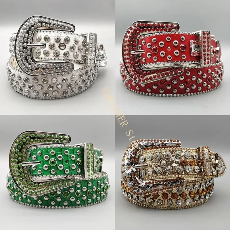 SHINNING Sabuk pinggang untuk jeans sabuk yang dapat disesuaikan untuk wanita koboi cowgirl remaja jeans jeans rok